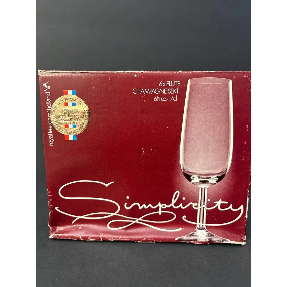 Royal Leerdam Simplicity Champagne Flutes Set‎ of 9 Glasses 6.5oz